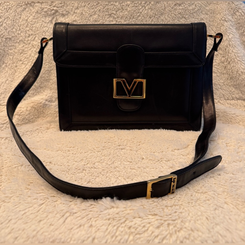 Mario Valentino Leather Crossbody bag - Vintage - Black & Gold